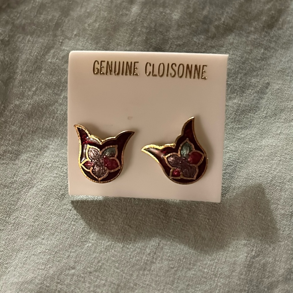 Cloisonné earrings tulip shape